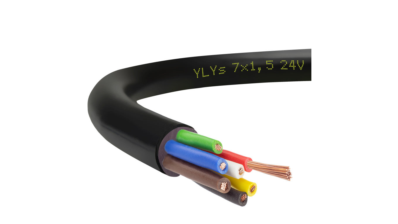 Przewód przyczepowy samochodowy YLYs 7x1,5 24V Elektrokabel /100m/