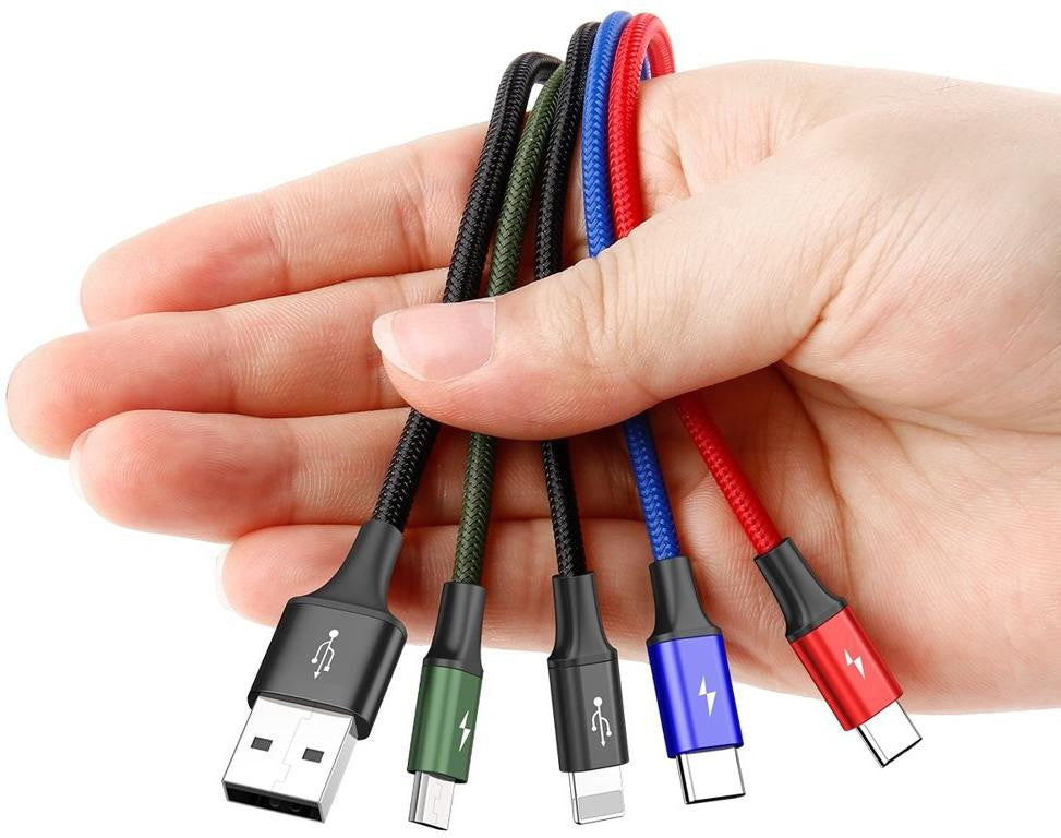 KABEL 4w1 USB-A / Lighting iPhone 2x USB-C micro-USB Baseus Cafule CA1T4-B01 1.2m 3.5A W OPLOCI