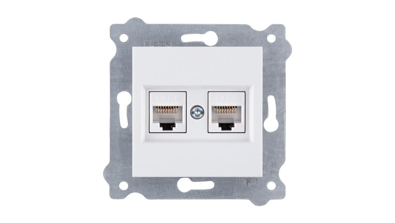 Gniazdo podwójne komputerowe Kat. 6, RJ45 Biały 254/01 EXEN