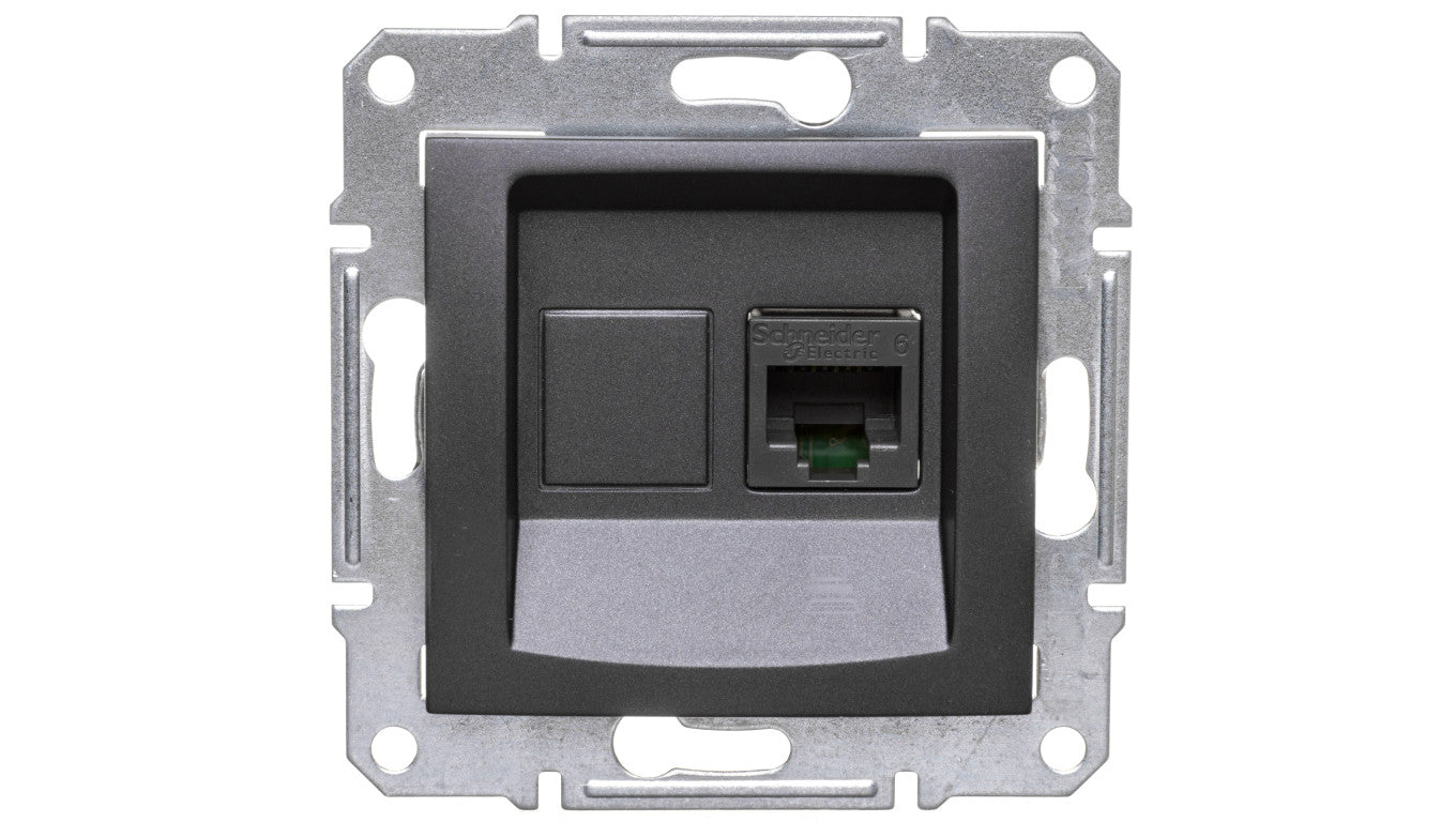SEDNA Gniazdo komputerowe pojedyncze RJ45 kat.6 UTP grafitowe SDN4700170