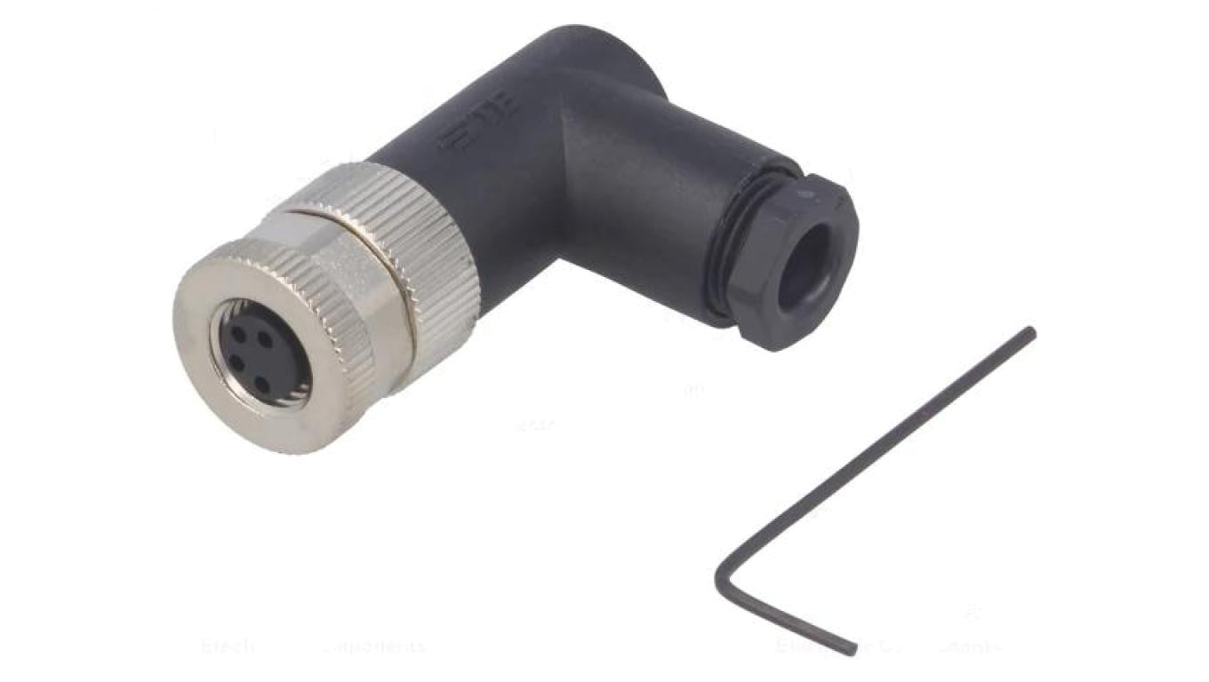 Złącze: M8 żeńskie PIN: 4 kątowe 90 nieekranowane na przewód T4012008041-000