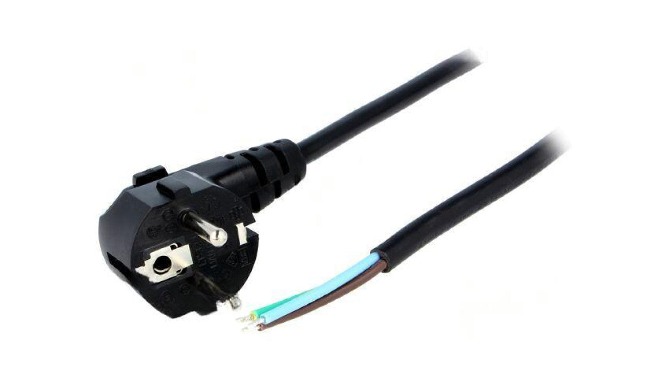 Kabel: 3x0,75mm2, CEE 7/7 (E/F) wtyk kątowy, 5m LT322 H05VV-F 3X0.75 5.0M BLK