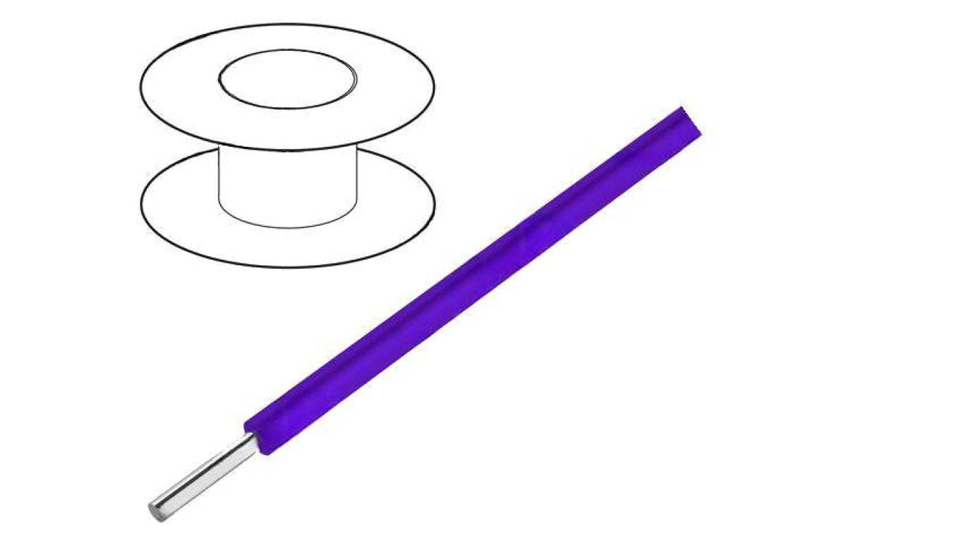 Przewód HookUp Wire d: 26AWG drut Cu PTFE fioletowy 250V 30,5m 2843/1 VI005