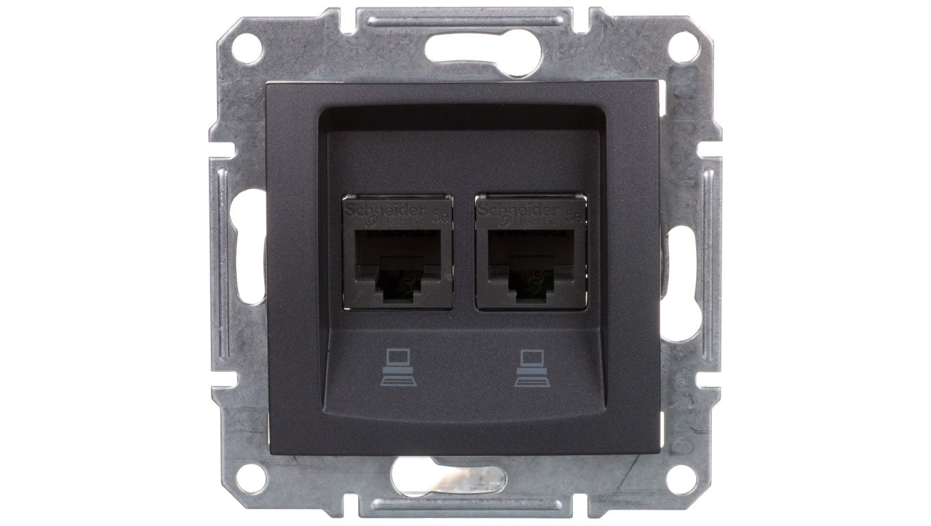 SEDNA Gniazdo komputerowe podwójne RJ45 kat.5e UTP grafitowe SDN4400170
