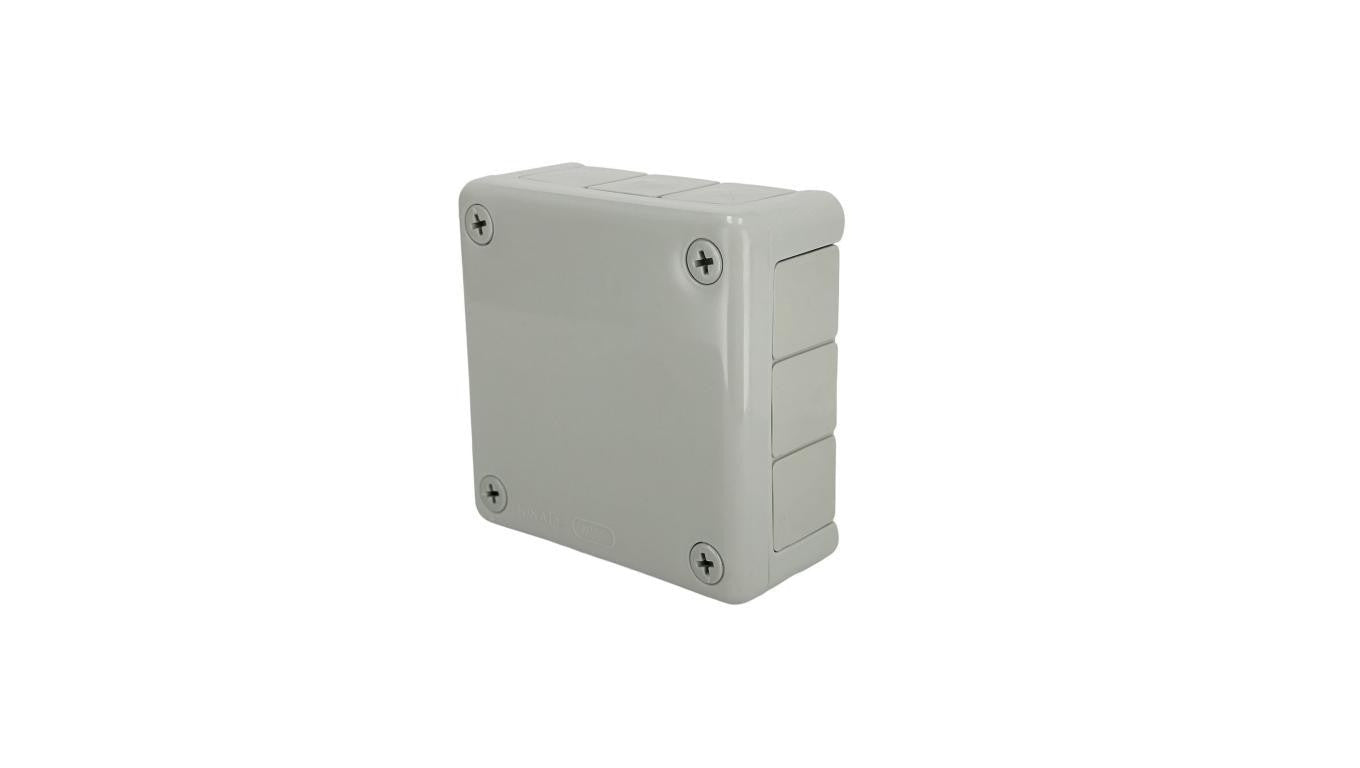 Puszka hermetyczna natynkowa 98x98x42mm 12-wlotowa, z dławikami gumowymi, IP55 zamknięcie na wkręty, szara EDO