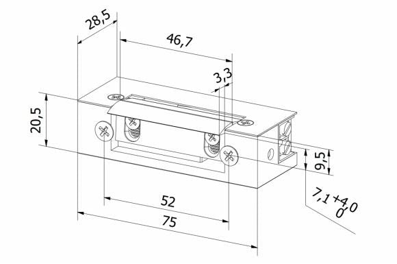 Elektrozaczep przeciwpożarowy HARTTE SHD12U 12V AC/DC standard