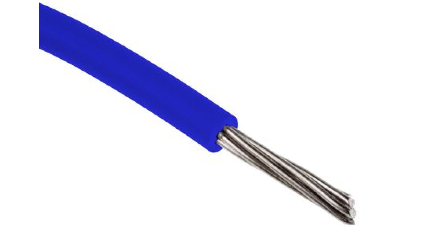 Przewód jednożyłowy linkowy, UL 3239, 0,13 mm², 7/0,16 mm, 26 AWG, XLPE, 6 kV DC, Niebieski, dł. 100m, RS PRO