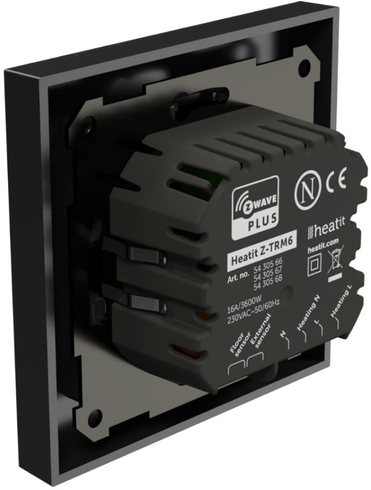 Termostat Heatit Z-TRM6 Black Matt Z-Wave Thermostat 3600W 16A 868,4 Mhz