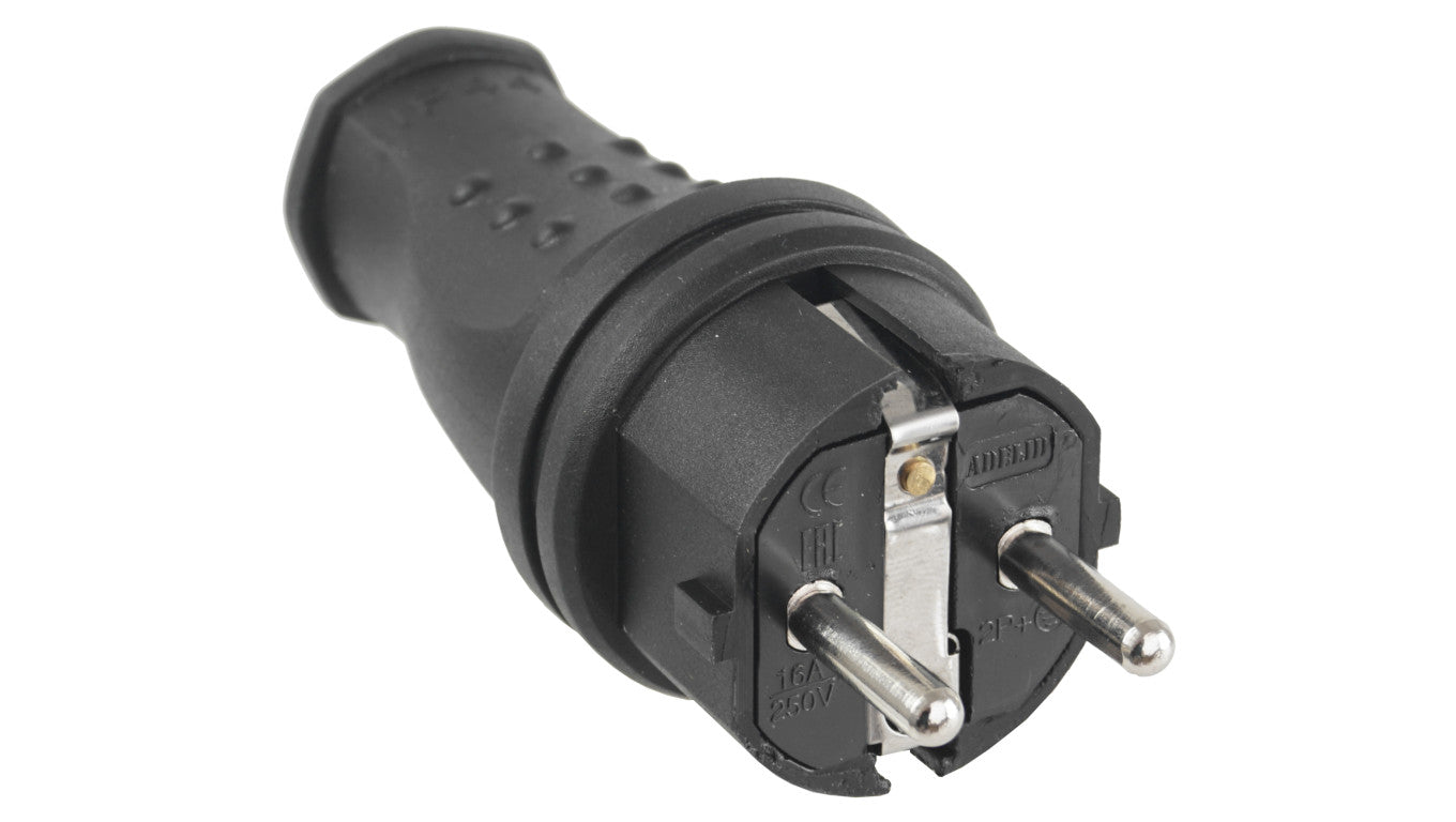 Wtyczka gumowa 16A 230V IP44 czarna AEI602277