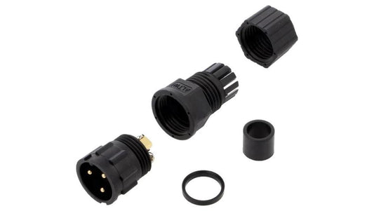 Złącze okrągłe wtyk rozmiar D męski 3-PIN złocony 20A IP67 DC-03BMMB-LL7001