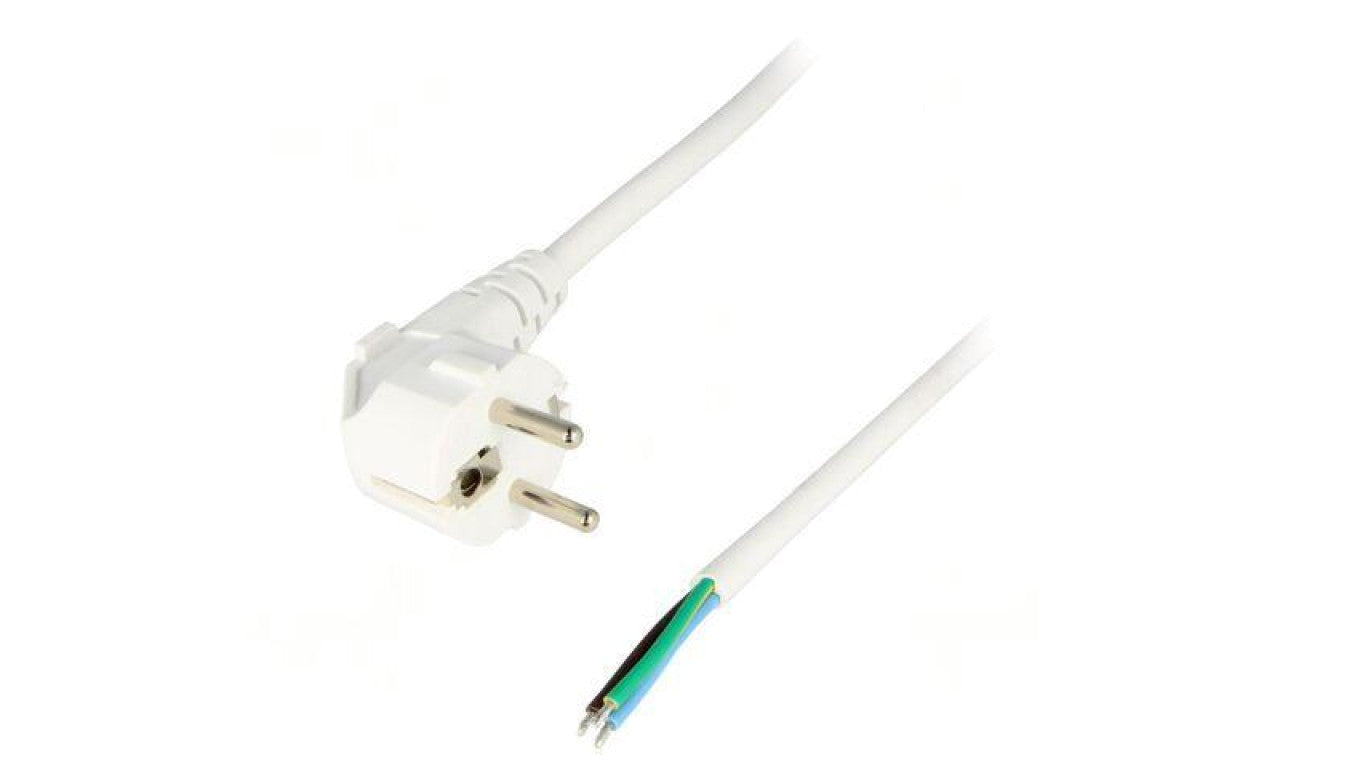Kabel: 3x1,5mm2, CEE 7/7 (E/F) wtyk kątowy, 3m LT322 H05VV-F 3X1.5 3.0M WHT