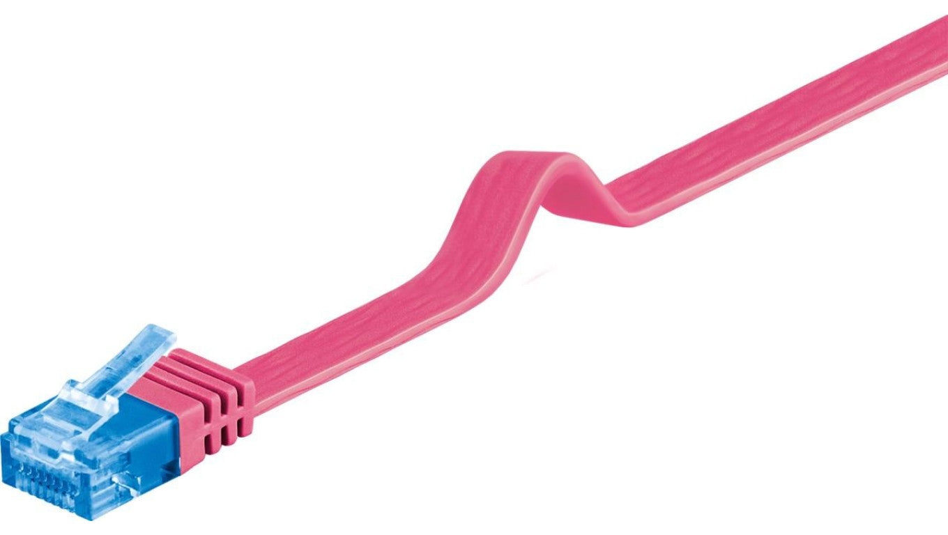 CAT 6A Płaska Kabel połączeniowy,U/UTP, Purpurowy - Długość kabla 0.5 m