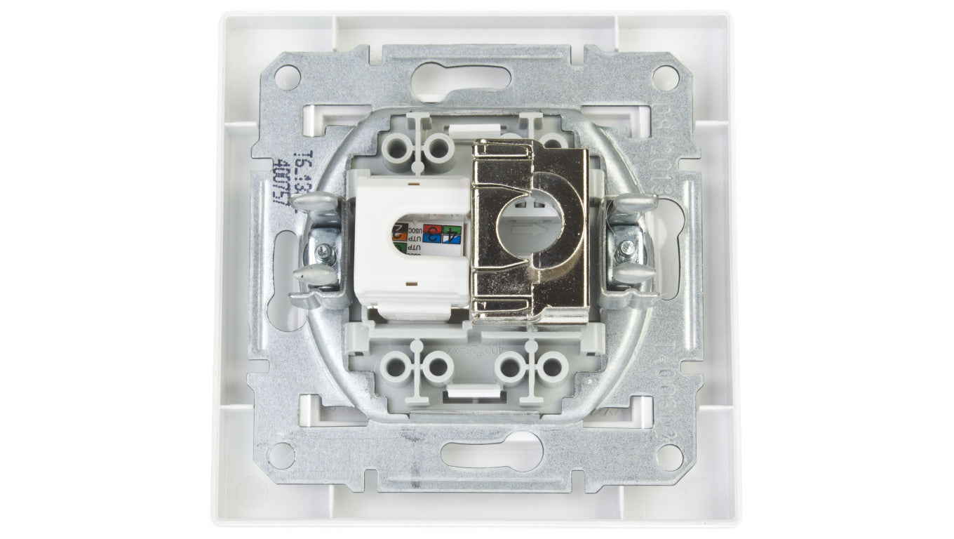 Gniazdo teleinformatyczne Asfora kat.5e RJ45 + RJ12 białe z ramką EPH4900121