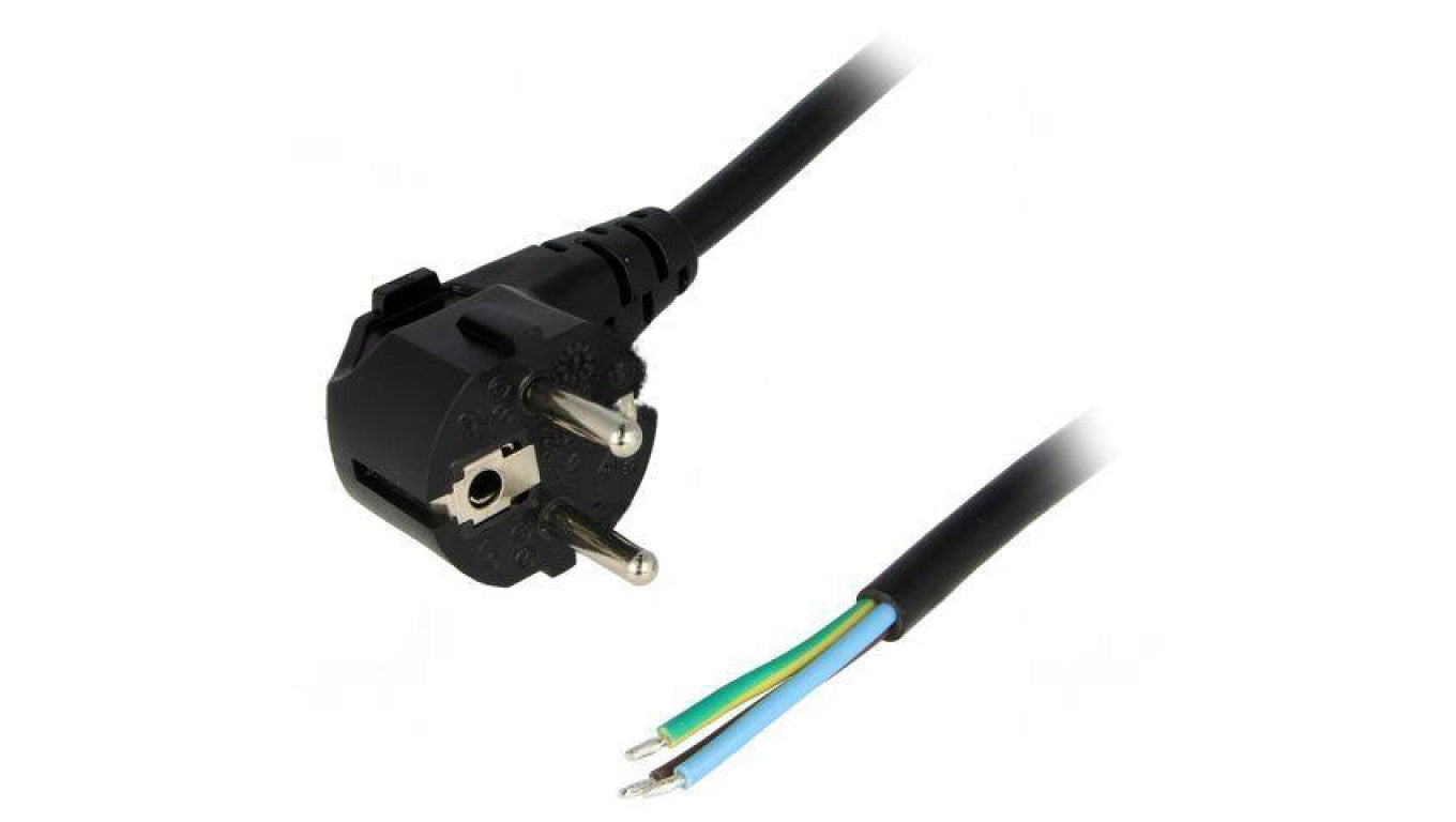 Kabel: 3x1,5mm2, CEE 7/7 (E/F) wtyk kątowy, 1,8m LT322 H05VV-F 3X1.5 1.8M BLK