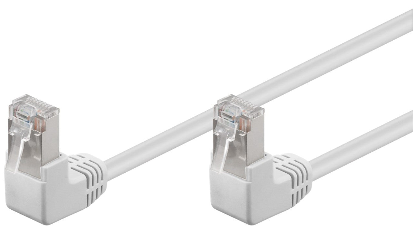 CAT 5e Kabel łączący 2x 90 pod kątem,F/UTP, Biały - Długość kabla 2 m