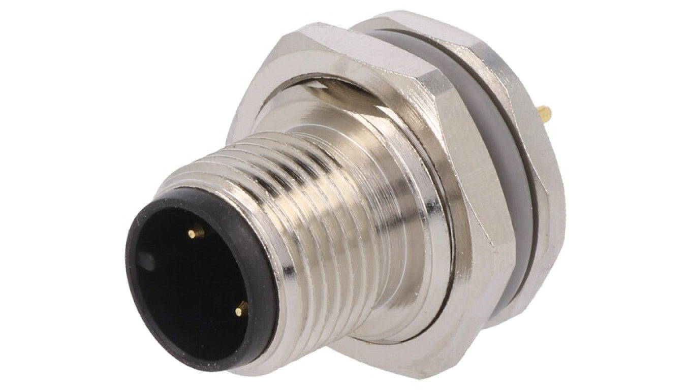 Złącze okrągłe M12 męskie proste montaż THT 3-PIN 250V T4140012031-000