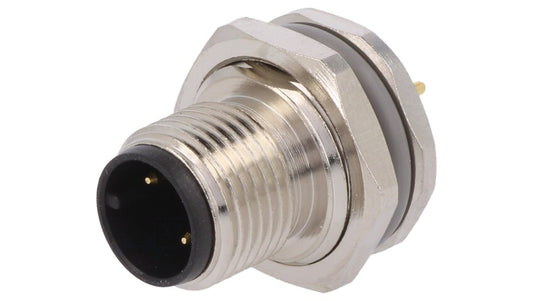 Złącze okrągłe M12 męskie proste montaż THT 3-PIN 250V T4140012031-000