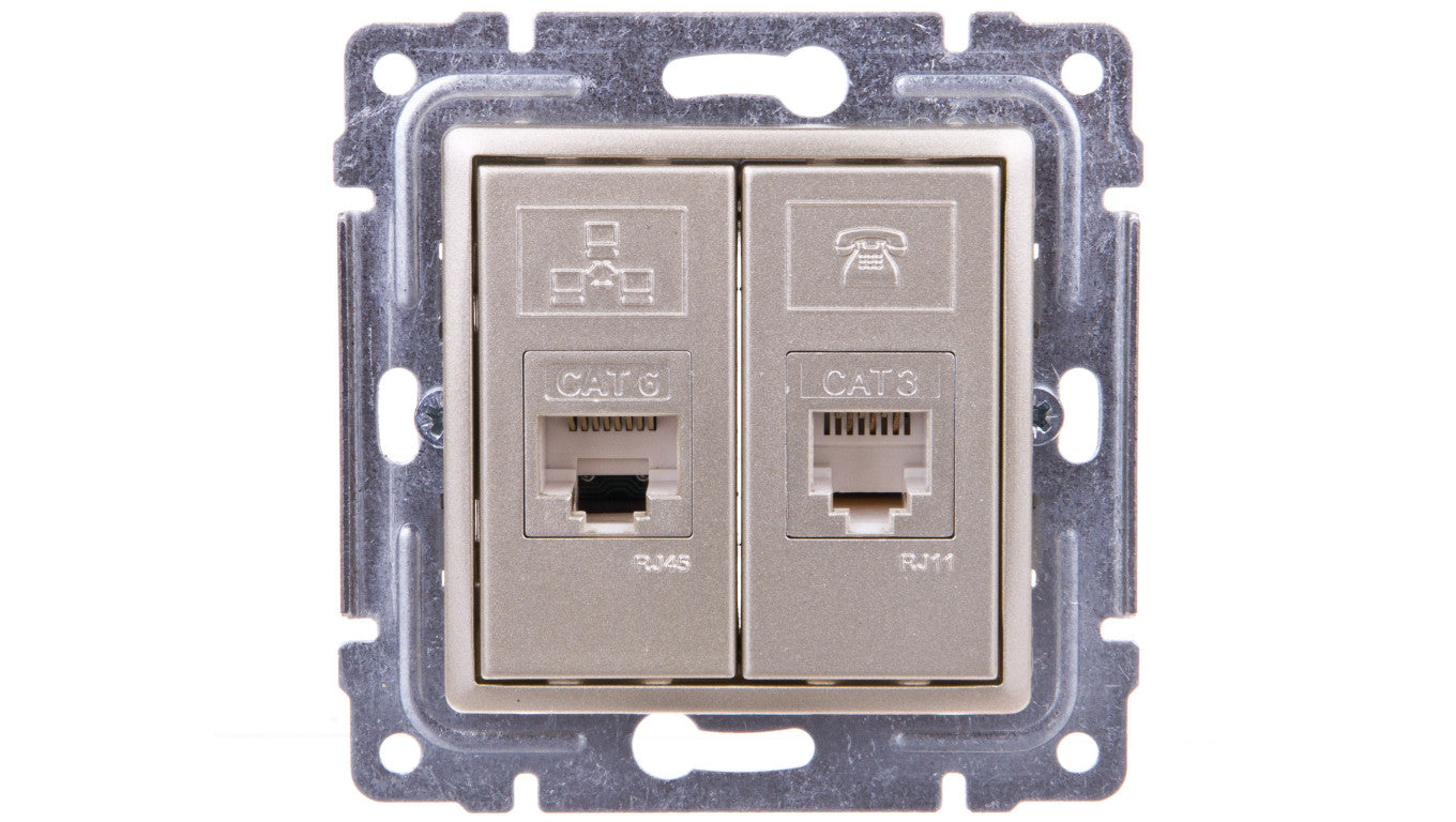 VENA Gniazdo teleinformatyczne RJ45 kat.5e nieekranowane + RJ11 satyna 515069