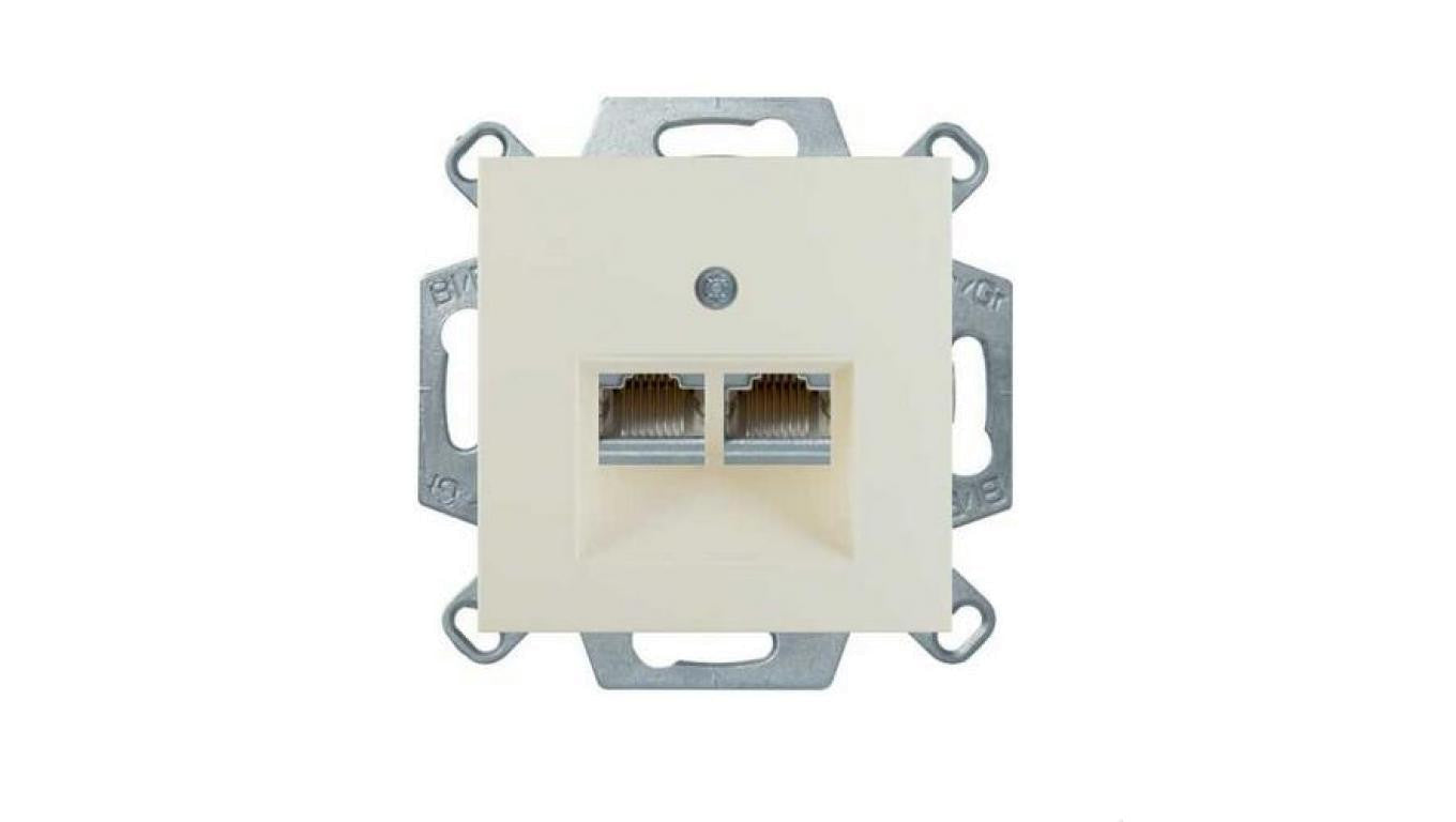polo.fiorena Gniazdo komputerowe MOLEX podwójne ekranowane kat. 6 2 x RJ45 z polem opisowym krem 22028903
