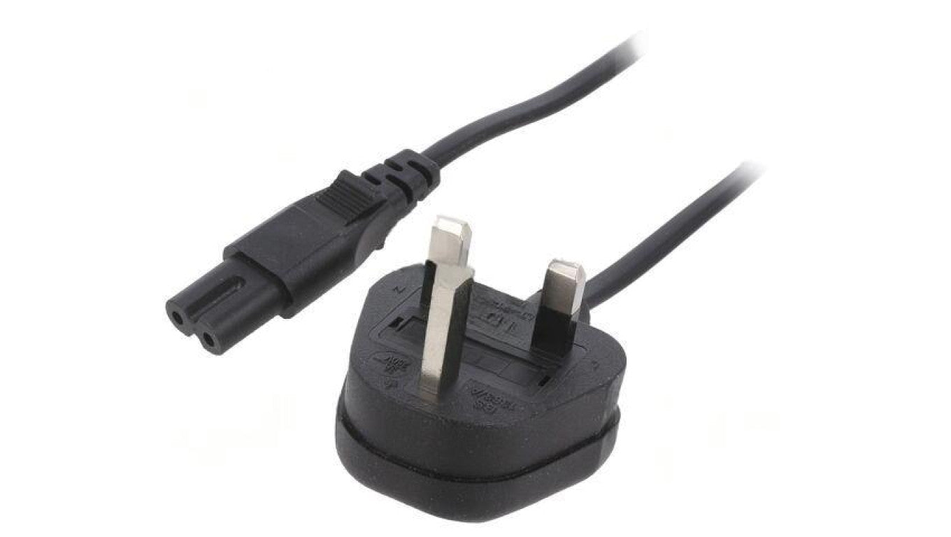 Kabel: 2x0,75mm2, BS 1363 (G) wtyk,IEC C7 żeński, 5m LT-318(3A)+503 2X0.75 BLK 5M