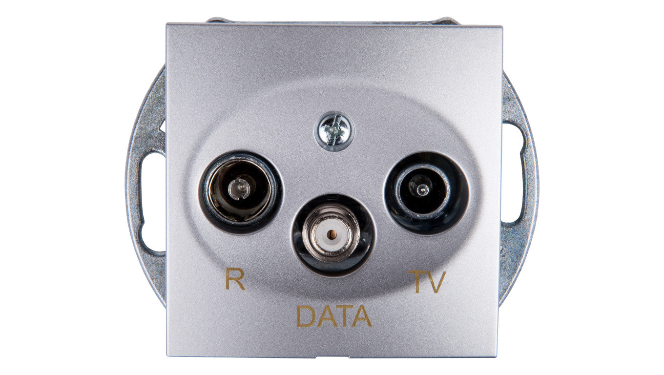 Simon 54 Gniazdo antenowe RD/TV/DATA srebrny mat DAD.01/43