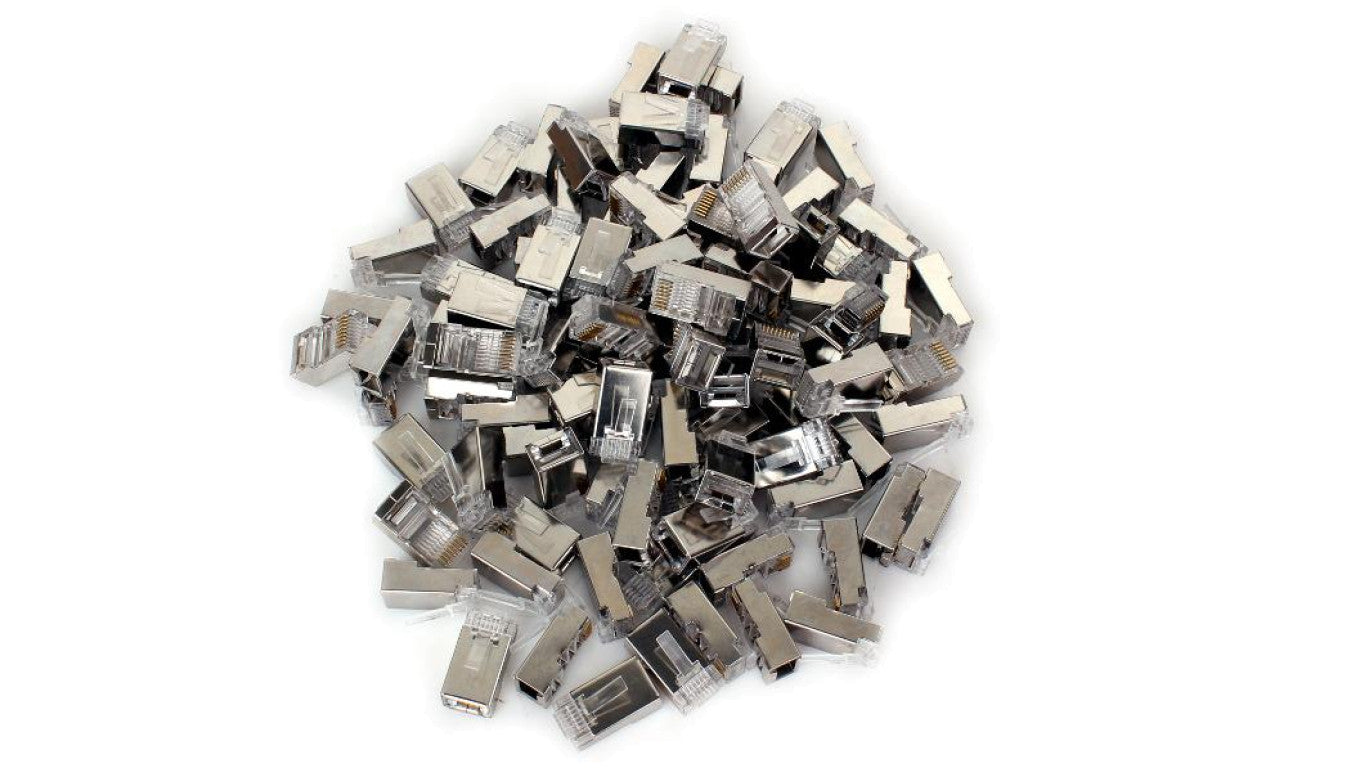 Wtyk sieciowy przelotowy RJ45 kat. 5e 8P8C, ekranowany, 100 szt. (GF-RJ45P-5FTP-100) GETFORT