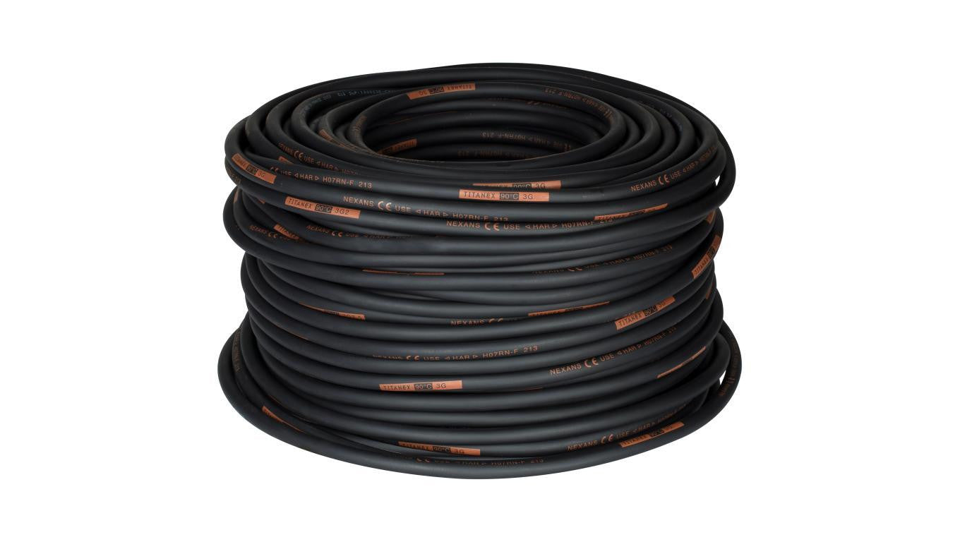 Kabel przemysłowy gumowy TITANEX OnPD / H07RN-F 3x1,5mm2 czarny 450/750V zewnętrzny olejoodporny linka Nexans /500m/