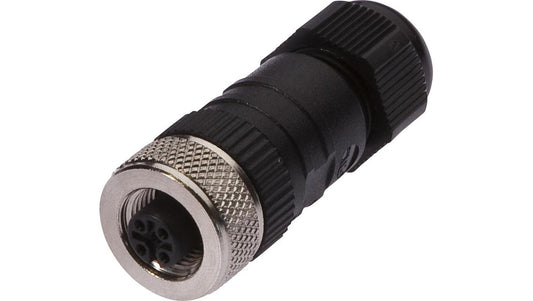 Gniazdo kablowe, proste, złącze śrubowe, Ø4-8mm, 4A, 60V, -25-90C, M12 żeńskie 5-PIN, IP67, PBT VK003C25