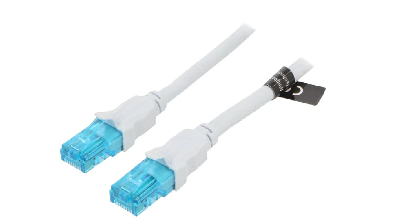 Patch cord U/UTP 5e CCA PVC niebiesko-czarny 20m 26AWG VAP-A10-S2000