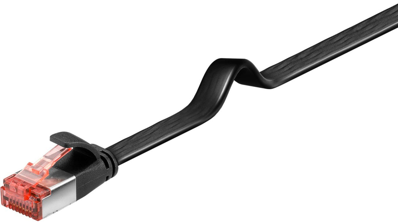 CAT 6 kabel krosowy płaski,U/FTP, czarny - Długość kabla 0.25 m