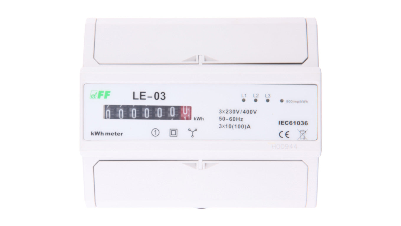 Licznik energii elektrycznej 3-fazowy 100A 230/400V z wyświetlaczem bębenkowym LE-03