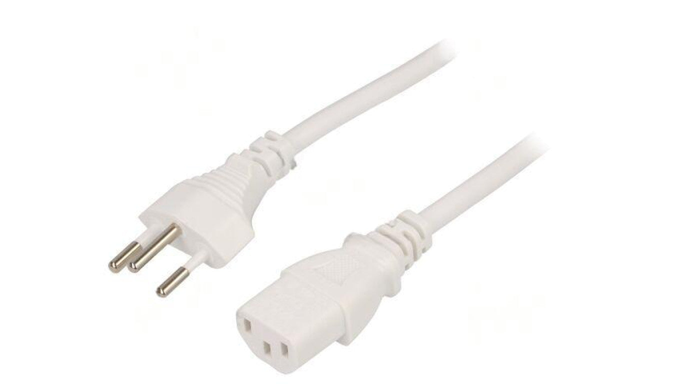 Kabel: 3x1mm2, IEC C13 żeński,SEV-1011 (J) wtyk, 3m LT-313+501 H05VV-F 3X1.0 WHT 3M
