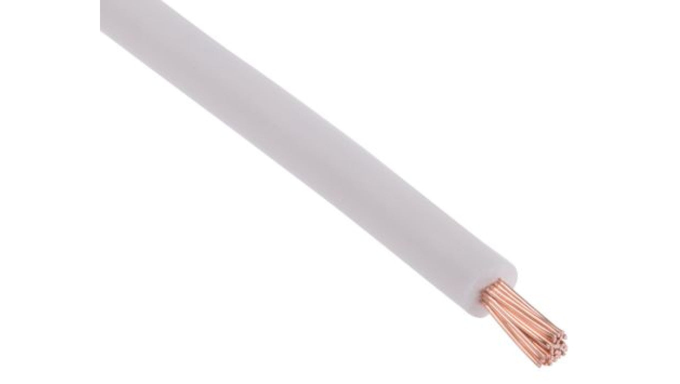 Przewód jednożyłowy linkowy, 2491B, 1 mm², 32/0,2 mm, 17 AWG, Bezhalogenowe, 500 V, Biały, dł. 100m, RS PRO