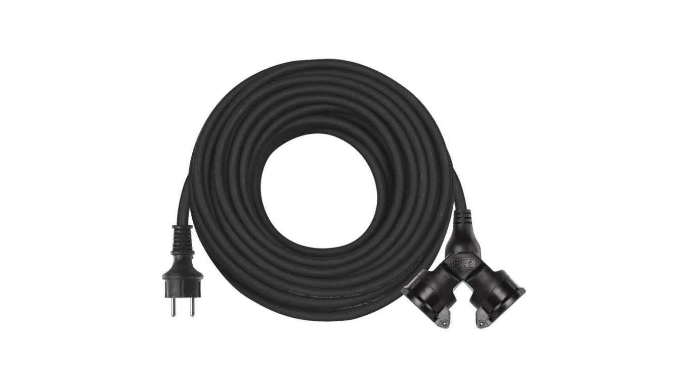 Przedłużacz 2 gniazda 25m 3× 15mm guma P0604