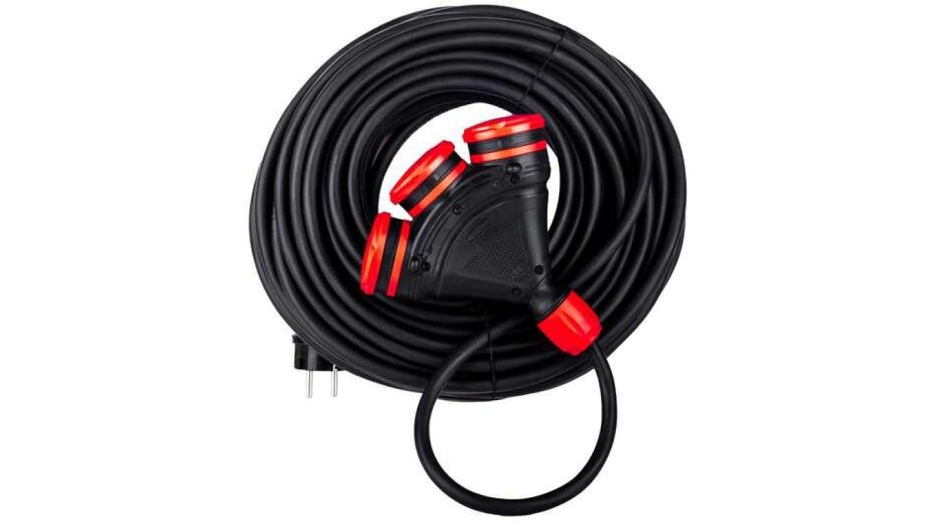 Przedłużacz gumowy budowlany 20m 3 gniazda 3x2,5mm IP54 H05RR-F Schmith