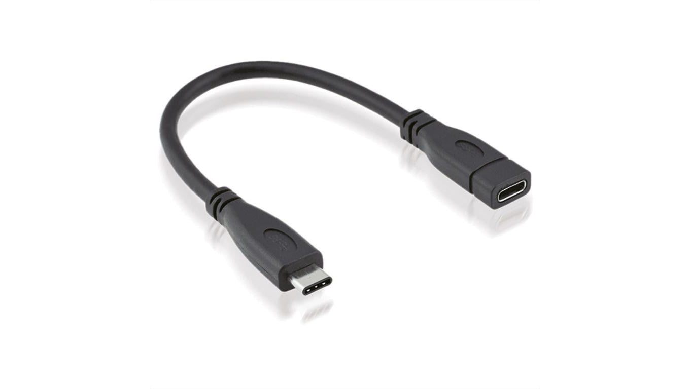 Kabel ROLINE USB 3.2 Gen 2, C-C, M/F, czarny, 0,15 m