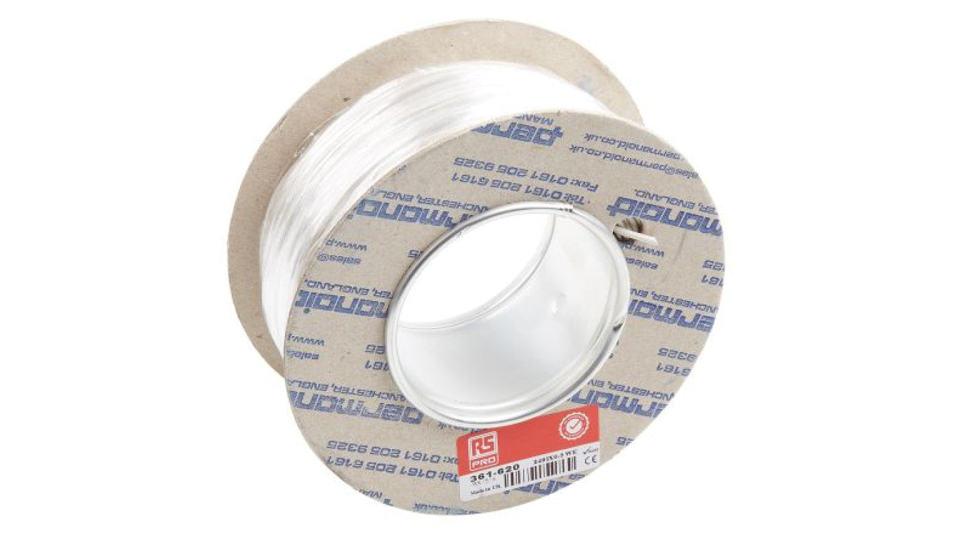 Przewód jednożyłowy linkowy, 2491X, 0,5 mm², 16/0,2 mm, 20 AWG, PVC, 500 V, Biały, dł. 100m, RS PRO