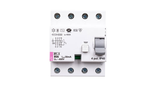Wyłącznik różnicowoprądowy 4P 80A 0,03A typ AC EFI-4 02062145