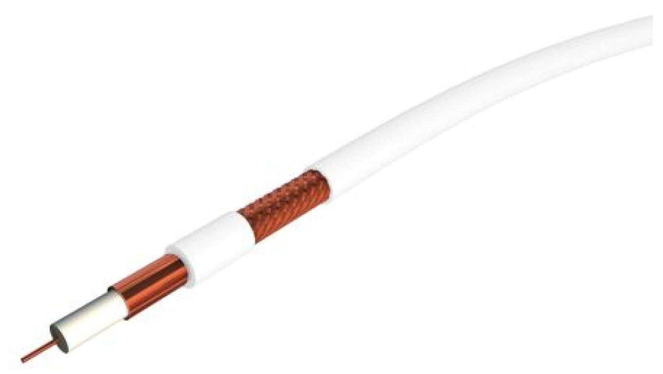 Kabel koncentryczny, 100m, 11VRTCPH1, Polichlorek winylu PVC, Biały Bez zakończenia Bez zakończenia 100m, RS PRO Bez