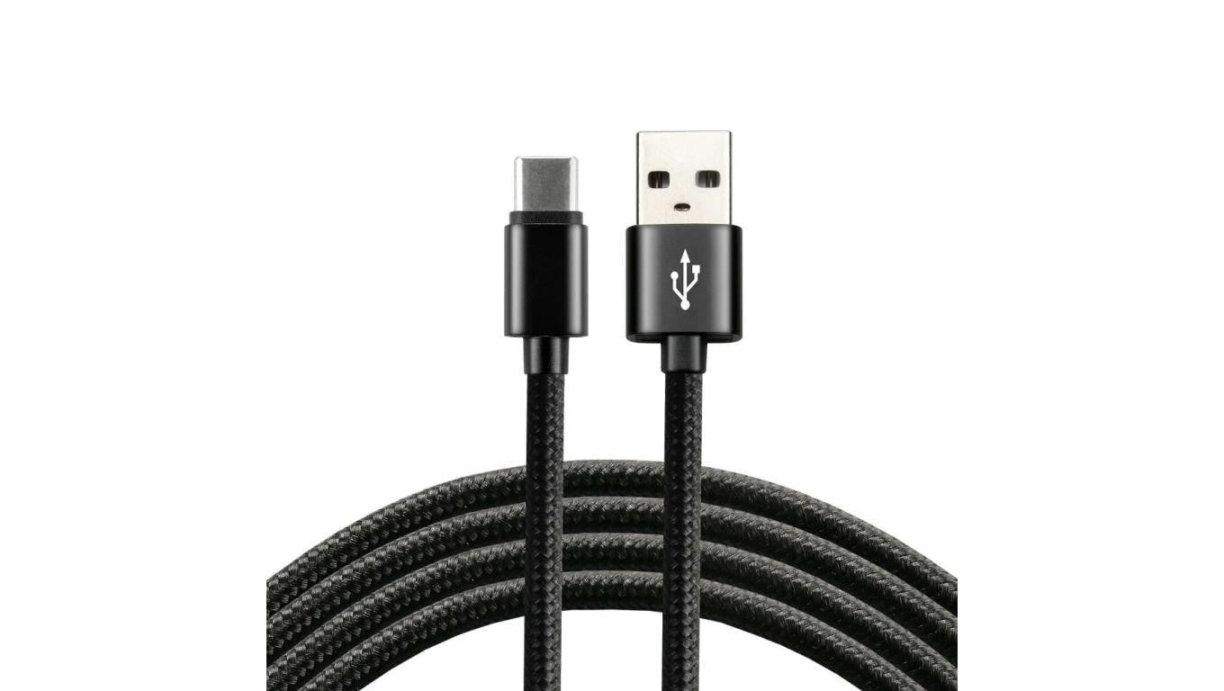 Kabel przewód pleciony USB - USB-C / Typ-C everActive CBB-0.3CB 30cm z obsługą szybkiego ładowania do 3A czarny