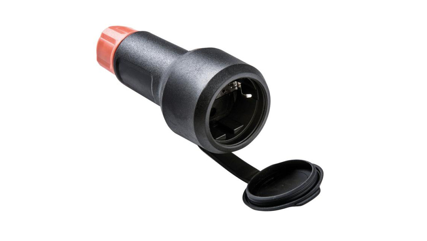 Gniazdo hermetyczne prądowe z klapką 2P+Z 230V 16A czarno-czerwone IP54 na kabel XF2165 ELEKTRO-PLAST NASIELSK