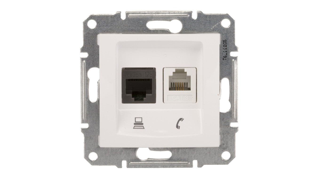 Sedna Gniazdo teleinformatyczne RJ11 RJ45 kat.5e UTP białe SDN5100121