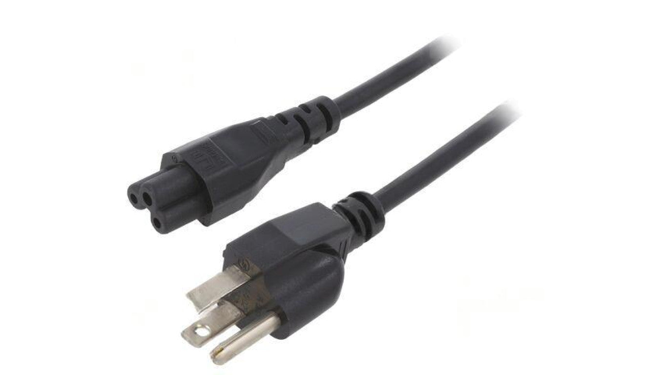 Kabel: 3x18AWG, IEC C5 żeński,NEMA 5-15 (B) wtyk, 1m LT-202+535 SVT 18/3 105C BLK 1M