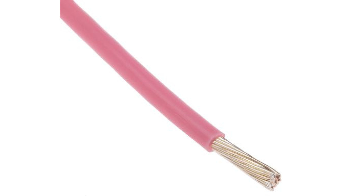 Przewód do urządzeń PTFE PTFE Różowy, 100m 0,34 mm² 19/0,15 mm, 300 V, -75 → +200C, Ø 1.1mm, RS PRO BS3G210