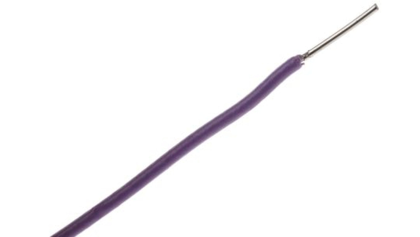 Przewód do urządzeń PTFE PTFE Fioletowy, 100m 0,22 mm² 7/0,2 mm, 300 V, -75 → +200C, Ø 0.95mm, RS PRO BS3G210