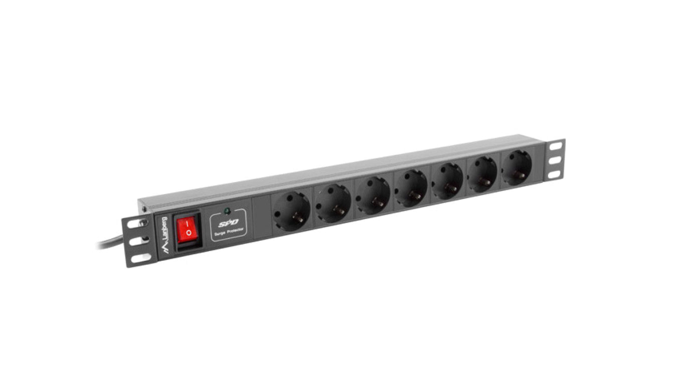 Listwa zasilająca RACK PDU 1U 10A 7xSCHUKO 2m czarna C14 PDU-07F-0200-IEC-BK
