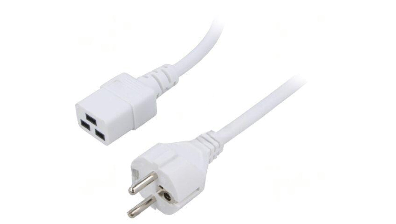 Kabel: 3x1,5mm2, CEE 7/7 (E/F) wtyk,IEC C19 żeński, 5m, 16A LT312+549 3X1.5 5.0M WHT