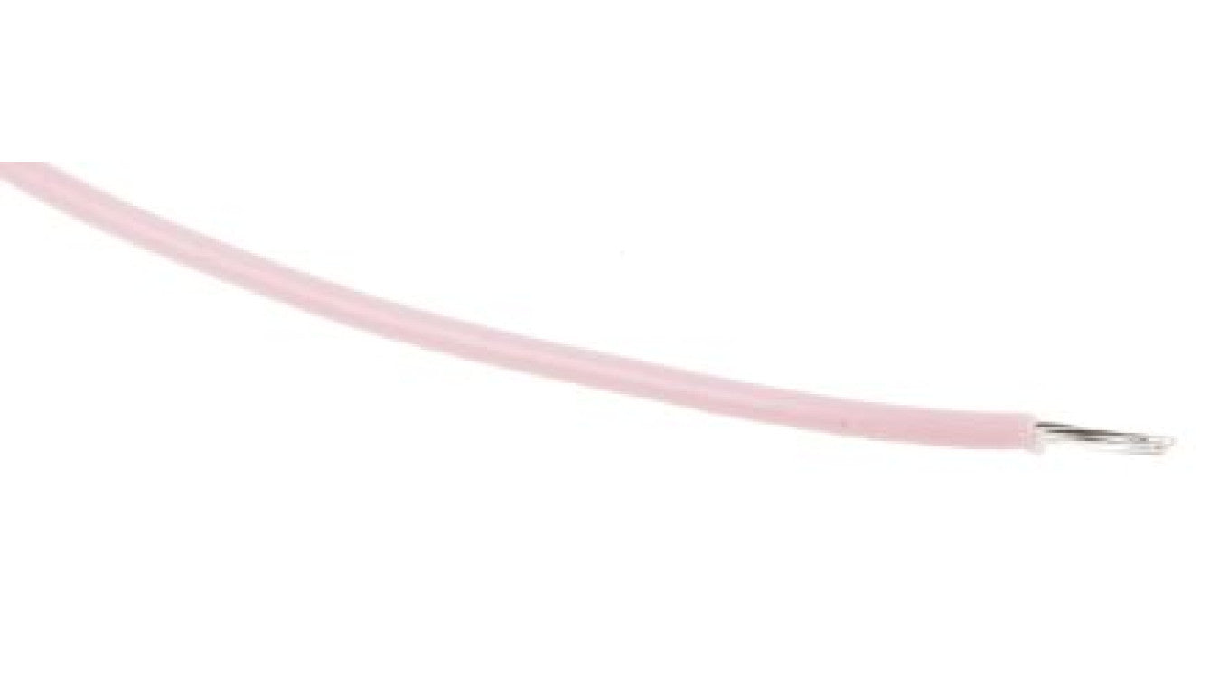 Przewód do urządzeń PTFE PTFE Różowy, 100m 0,12 mm² 7/0,15 mm, 300 V, -75 → +200C, Ø 0.8mm, RS PRO BS3G210
