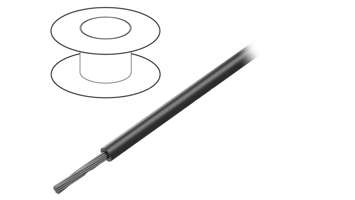 Przewód na rolce o długości 30,5m linka Cu, 150V PVC czarny 18 AWG 7057 BK005