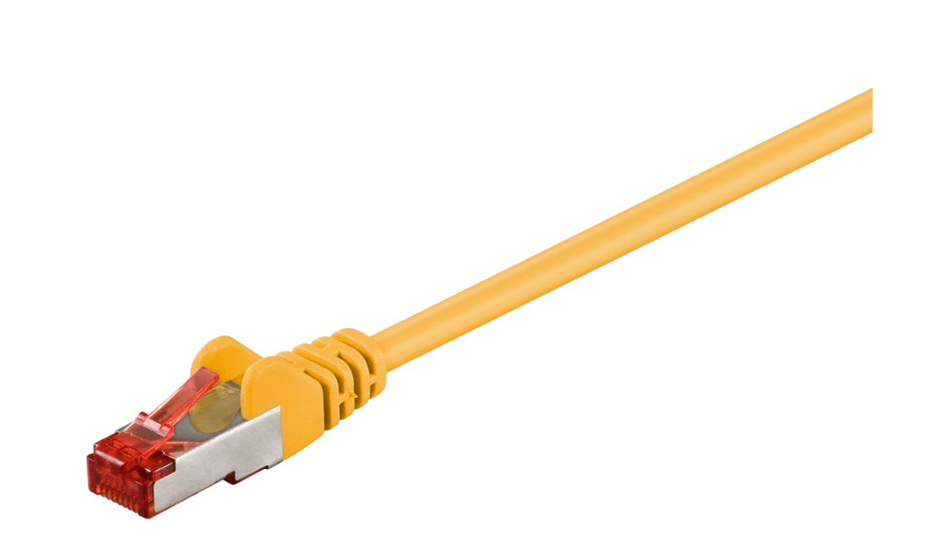 CAT 6 Kabel łączący, S/FTP (PiMF), Żółty - Długość kabla 0.25 m